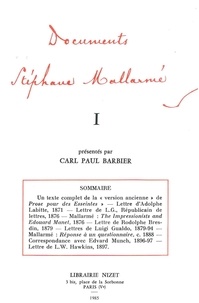 Stéphane Mallarmé - Documents Stéphane Mallarmé I.