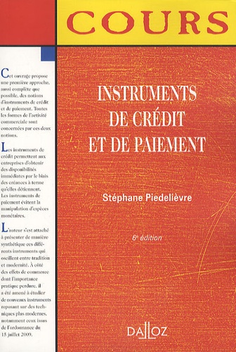 Instruments de crédit et de paiement 6e édition