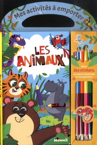 Les animaux. Avec des stickers, 6 crayons bicolores et une gomme !