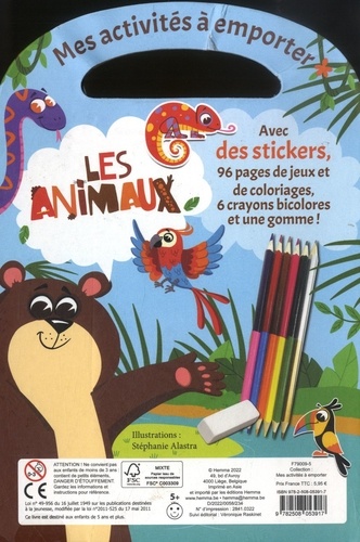 Les animaux. Avec des stickers, 6 crayons bicolores et une gomme !