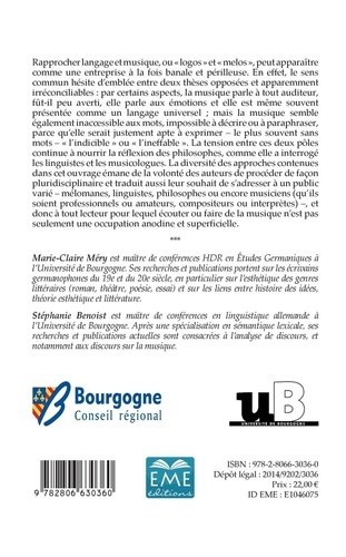 Langage et musique. Approches littéraires et linguistiques