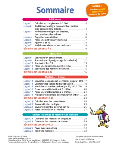 Bled effaçable calcul CM1  Edition 2019