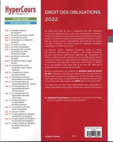 Droit des obligations  Edition 2022