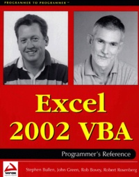 Stephen Bullen et Rob Bovey - Excel 2002 VBA Programmer's reference.