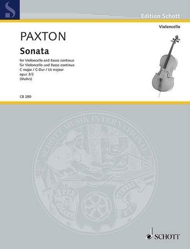 Stephen Paxton - Edition Schott  : Sonata Ut majeur - op. 3/3. cello and basso continuo..