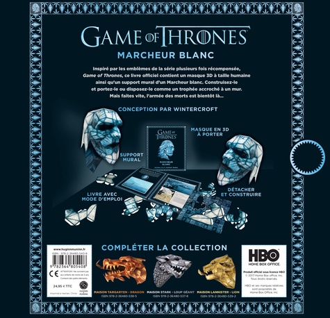Game Of Thrones, Marcheur blanc. Masque 3D et support mural