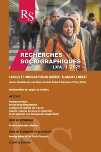 Recherches sociographiques. Vol. 66 No. 1, Janvier-Avril 2025
