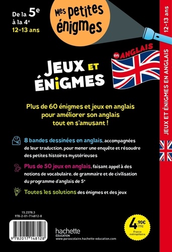 Jeux et énigmes en anglais de la 5e à la 4e. Cahier de vacances  Edition 2022