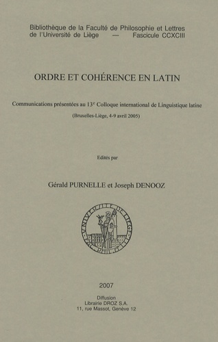 Suzanne Adema - Ordre et cohérence en latin.