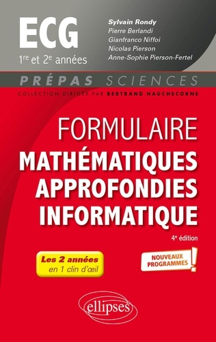 Formulaire Mathématiques approfondies informatique ECG 1re et 2e années 4e édition