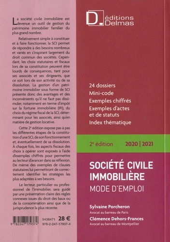 Société Civile Immobilière. Mode d'emploi  Edition 2020-2021