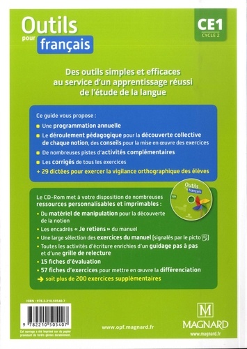 Français CE1 Cycle 2 Outils pour le français. Guide pédagogique  Edition 2019 -  avec 1 Cédérom