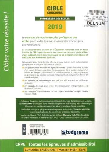 CRPE. Toutes les épreuves d'admissibilité  Edition 2019