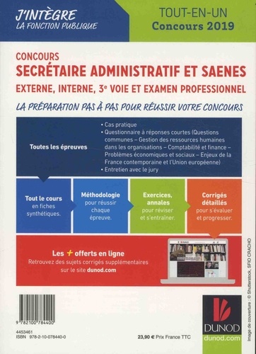 Concours secrétaire administratif et SAENES externe, interne, 3e voie et examen professionnel. Tout-en-un  Edition 2019