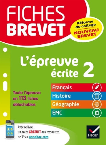 Sylvie Dauvin et Jacques Dauvin - Fiches brevet L'épreuve écrite 2 - fiches de révision en français, histoire-géographie, EMC.
