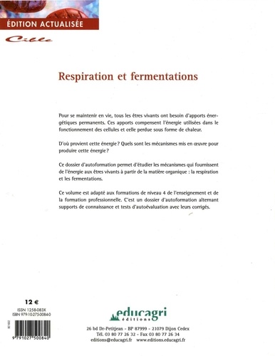Respiration et fermentations 3e édition