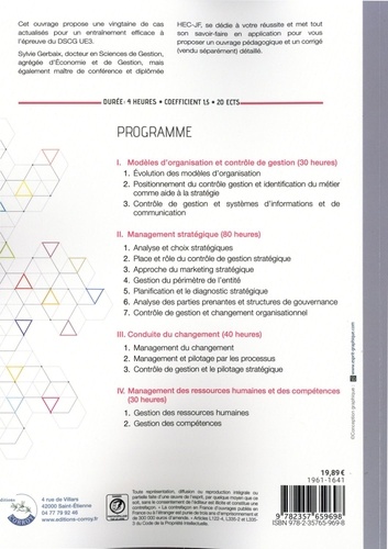 Management et contrôle de gestion DSCG UE3. Enoncé  Edition 2021