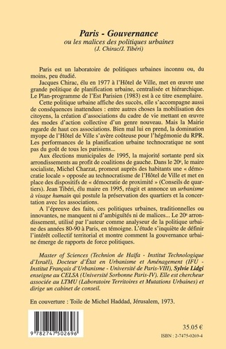 Paris-Gouvernance Ou Les Malices Des Politiques Urbaines (J. Chirac /J. Tiberi)