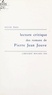 Sylvie Poza - Lecture critique des romans de Pierre Jean Jouve - Narcisse à la recherche de lui-même.