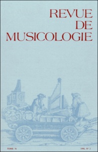  Société Française Musicologie - Revue de musicologie Tome 76, N° 2 (1990) : .