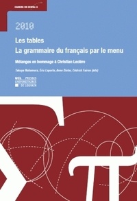 Takuya Nakamura et Eric Laporte - Les tables : la grammaire de français par le menu - Mélanges en hommage à Christian Leclère.