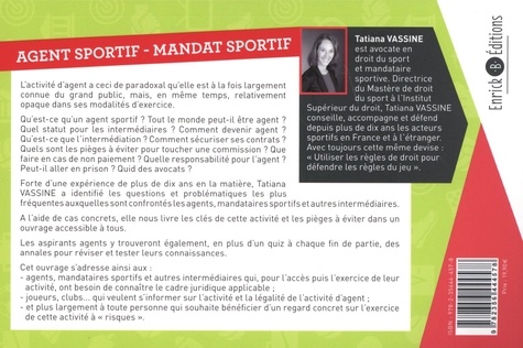 Agent sportif, mandat sportif. Guide juridique pratique 2e édition revue et augmentée