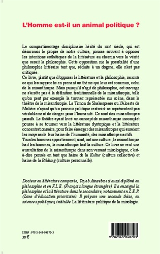 L'homme est-il un animal politique ?. Physique de la misanthropie, entre littérature et philosophie