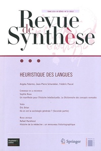 Eric Brian - Revue de synthèse Tome 133 N° 3/2012 : Heuristique des langues.