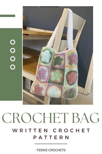  Teenie Crochets - Crochet Flower Tote Bag - Written Crochet Pattern.