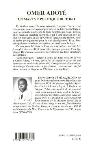 Omer Adoté. Un martyr politique du Togo