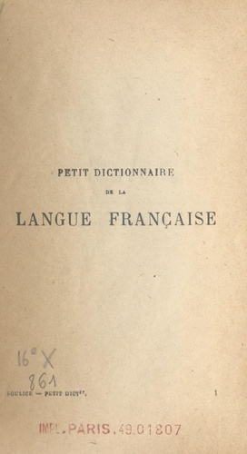 Petit dictionnaire de la langue française