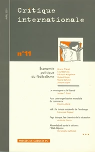 Critique internationale N° 11 avril 2001 : Economie politique du fédéralisme