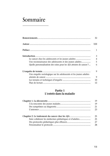 Le cancer chez les adolescents et les jeunes adultes. Enquête sociologique dans les services de soins