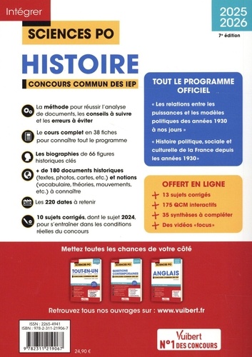 Histoire. Concours commun des IEP  Edition 2025-2026