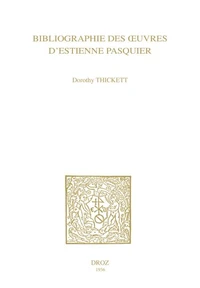Bibliographie des œuvres d’Estienne Pasquier