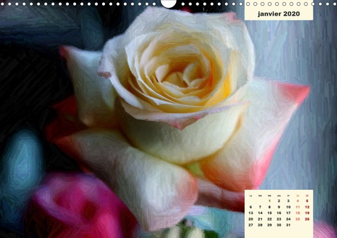 CALVENDO Places  Je vous ai dessiné des roses (Calendrier mural 2020 DIN A3 horizontal). Calendrier de photos inédites de roses, retravaillées comme des coloriages (Calendrier mensuel, 14 Pages )