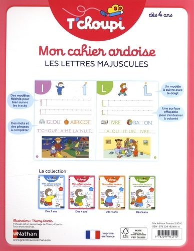 Mon cahier ardoise Les lettres majuscules T'choupi  Edition 2021