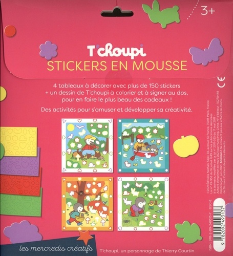 T'choupi stickers en mousse La forêt. 4 tableaux à décorer. Avec plus de 150 stickers