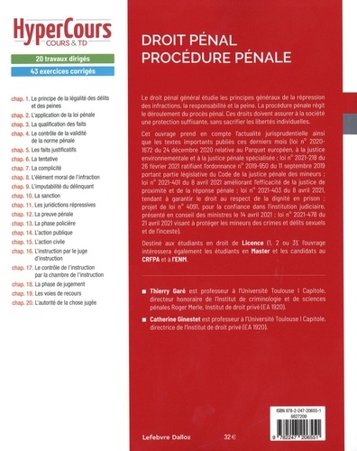 Droit pénal, droit privé L1-M2. Procédure pénale 13e édition