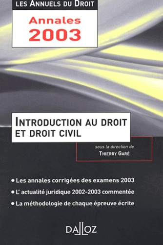 Thierry Garé - Introduction au droit et droit civil.