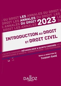 Thierry Garé - Introduction au droit et droit civil - Méthodologie & sujets corrigés.