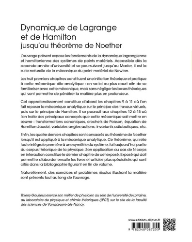 Dynamique de Lagrange et de Hamilton, jusqu'au théorème de Noether. Cours de mécanique analytique de la Licence (L2) au Master
