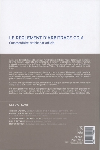 Le règlement d'arbitrage CCJA. Commentaire article par article