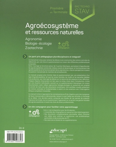 Agroécosystème et ressources naturelles première et Terminale Bac techno STAV