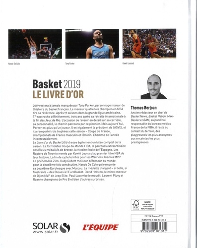 Basketball. Le livre d'or  Edition 2019 - Occasion