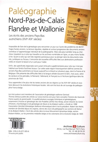 Paléographie Nord-Pas-de-Calais, Flandre et Wallonie du XVIe au XXe siècles