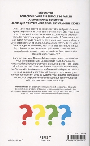 Tous des idiots ? - Mieux cerner ses collègues de Thomas Erikson - Livre  - Decitre