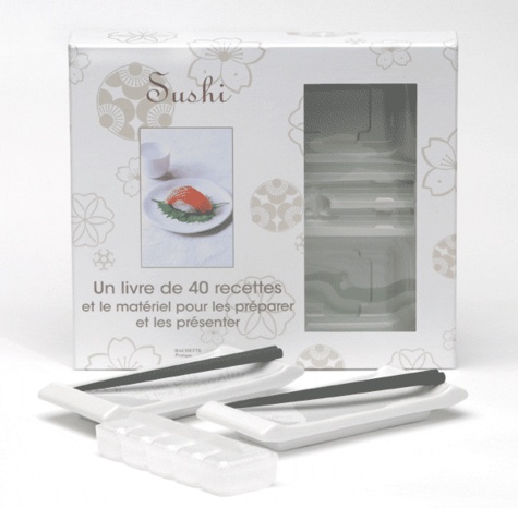 Sushi. Coffret composé d'un livre de 40 recettes et le matériel pour les présenter et les préparer