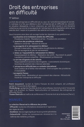 Droit des entreprises en difficulté 11e édition