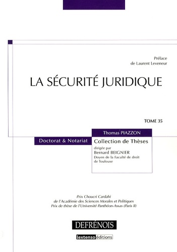 Thomas Piazzon - La sécurité juridique.